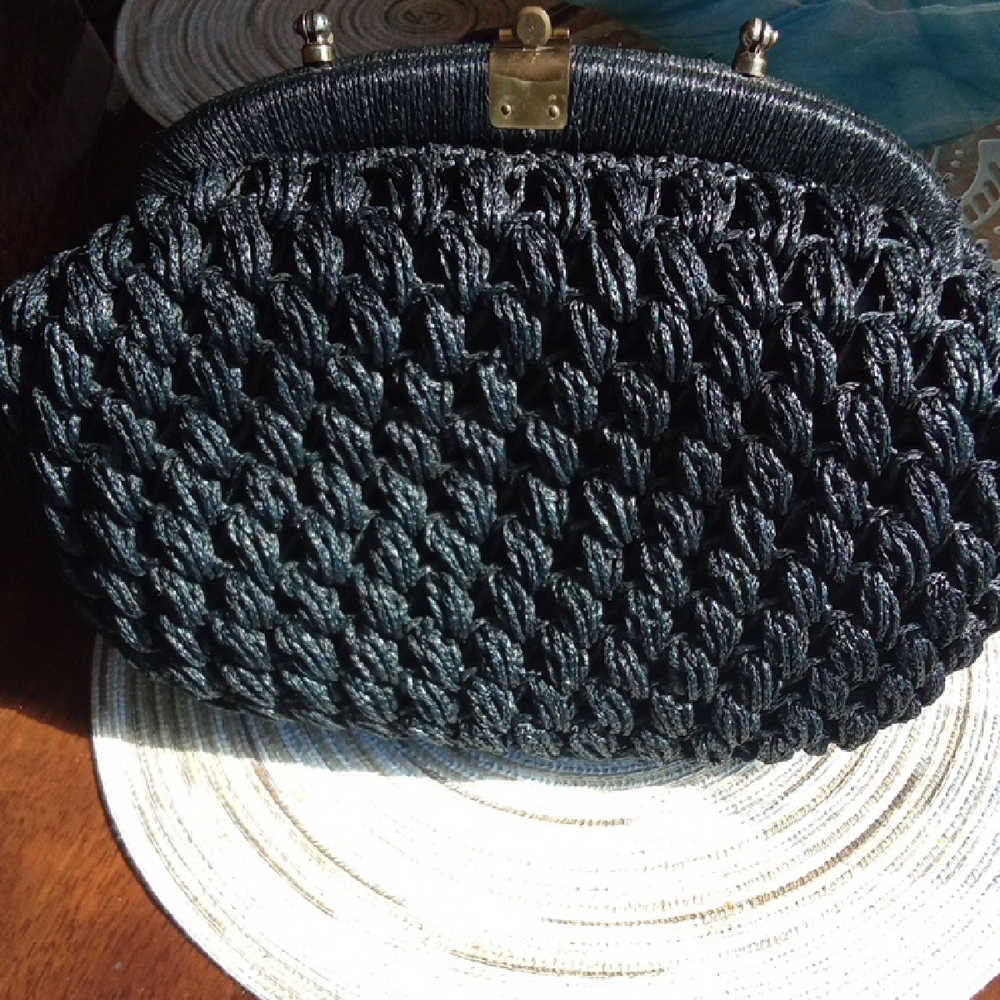 Elegant Black Woven Clutch
